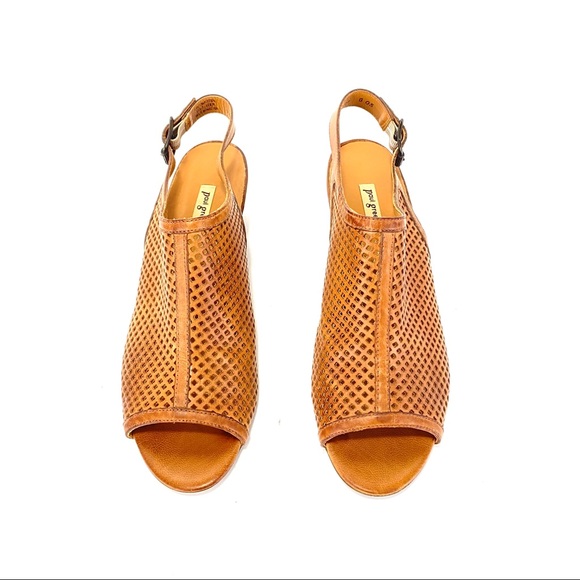 Paul Green Cognac Laser Cut Leather Slingback - Picture 5 of 12